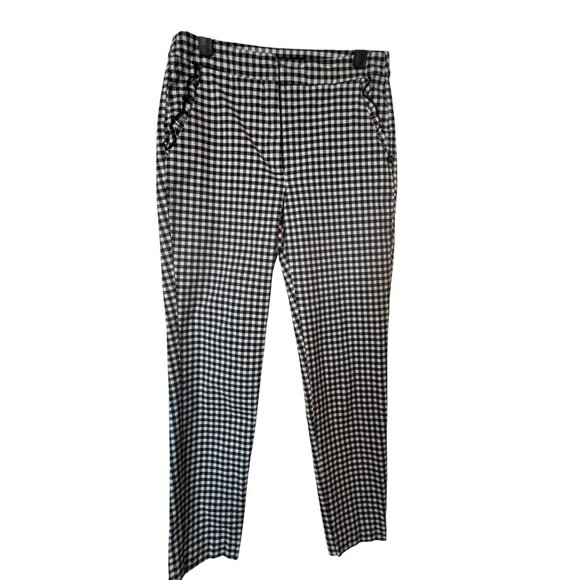 2/$30 Zara Medium Black & White Gingham Checkered Pants - Picture 1 of 13